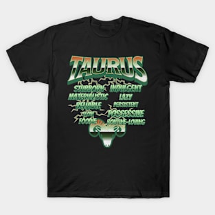 Taurus Retro 90s Band Zodiac Birthday Traits Lightning T-Shirt